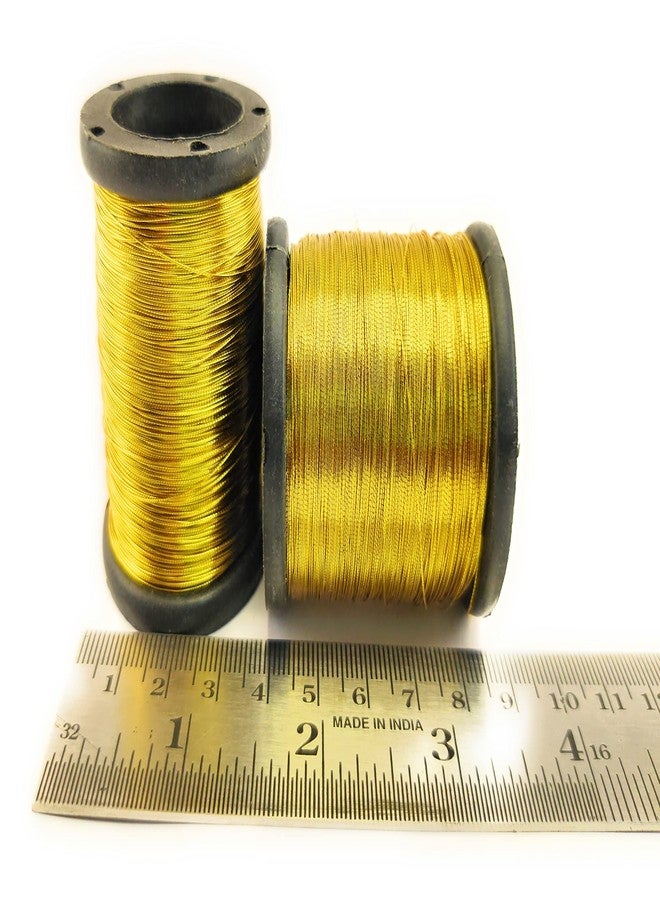Lecraft -A1 Embroidery Metallic zari Threads Gold Colour for aari Work Hand Embroidering 0.1mm Pack of 2PC roll - Image 2
